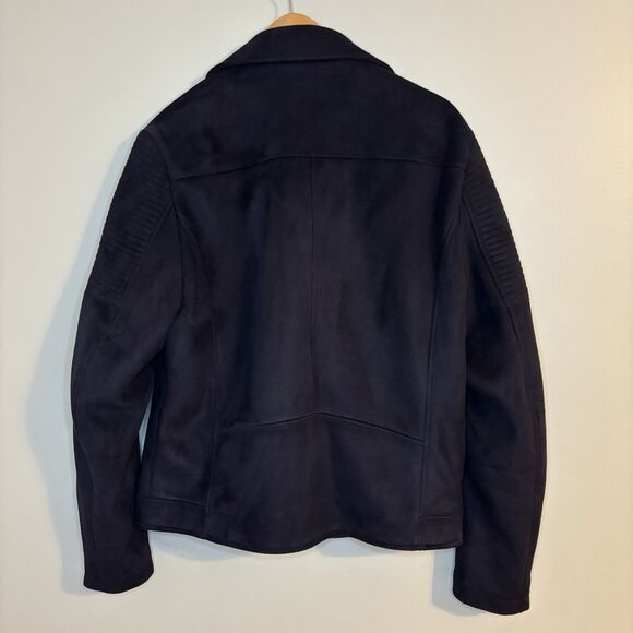 ASOS Design Biker Jacket Black Faux Suede Asymmetrical Zip Moto Jacket L - Picture 7 of 14